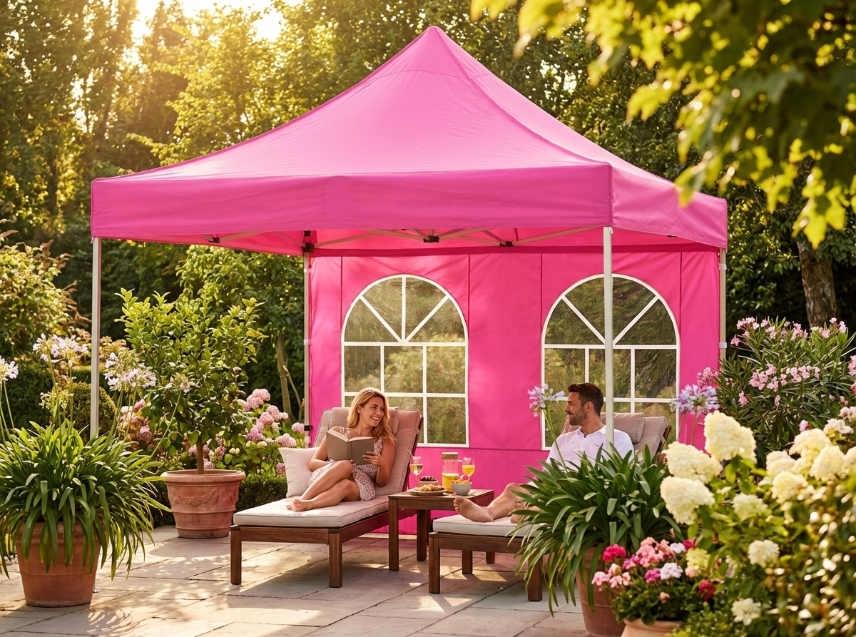 Pop up gazebo in pink with aluminium frame for outdoor events - view 3