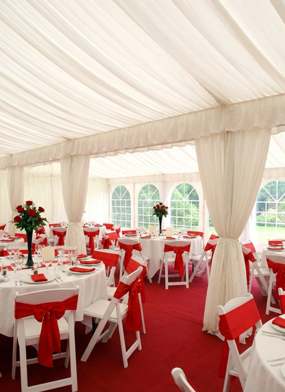 White polyester marquee lining and leg curtain pack for 8x12 m tent - product detail