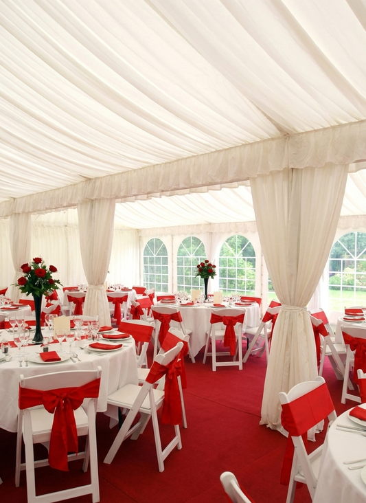 White polyester marquee lining and leg curtain pack for 8x12 m tent - product detail