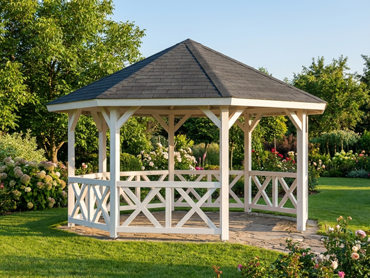 Natural wooden gazebo, 4.65x4.65 metres, outdoor shelter - product detail