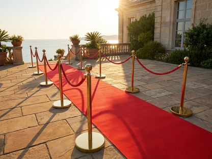 Red carpet runner made from deco felt with anti-slip rubber backing for event use - product detail
