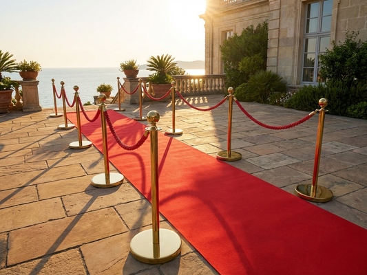 Red carpet runner made from deco felt with anti-slip rubber backing for event use - product detail