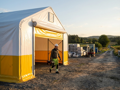 PVC endwall door for storage tent in white and yellow, 4m width - view 3
