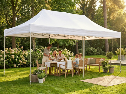 White pop-up gazebo with steel frame for outdoor events - product detail