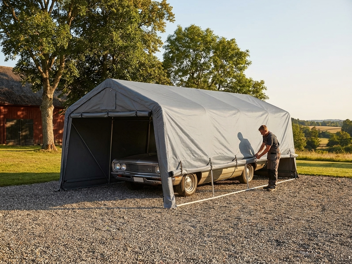 PVC Roof Cover for Portable Garage, Grey, 3.3x6 m - product detail