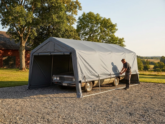 PVC Roof Cover for Portable Garage, Grey, 3.3x6 m - product detail