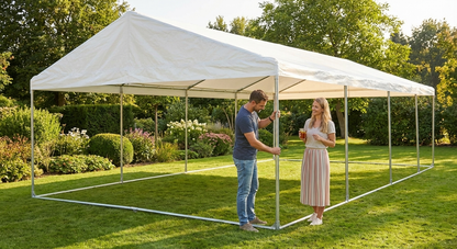 Galvanised steel frame for 5x8m marquee, suitable for outdoor events - product detail