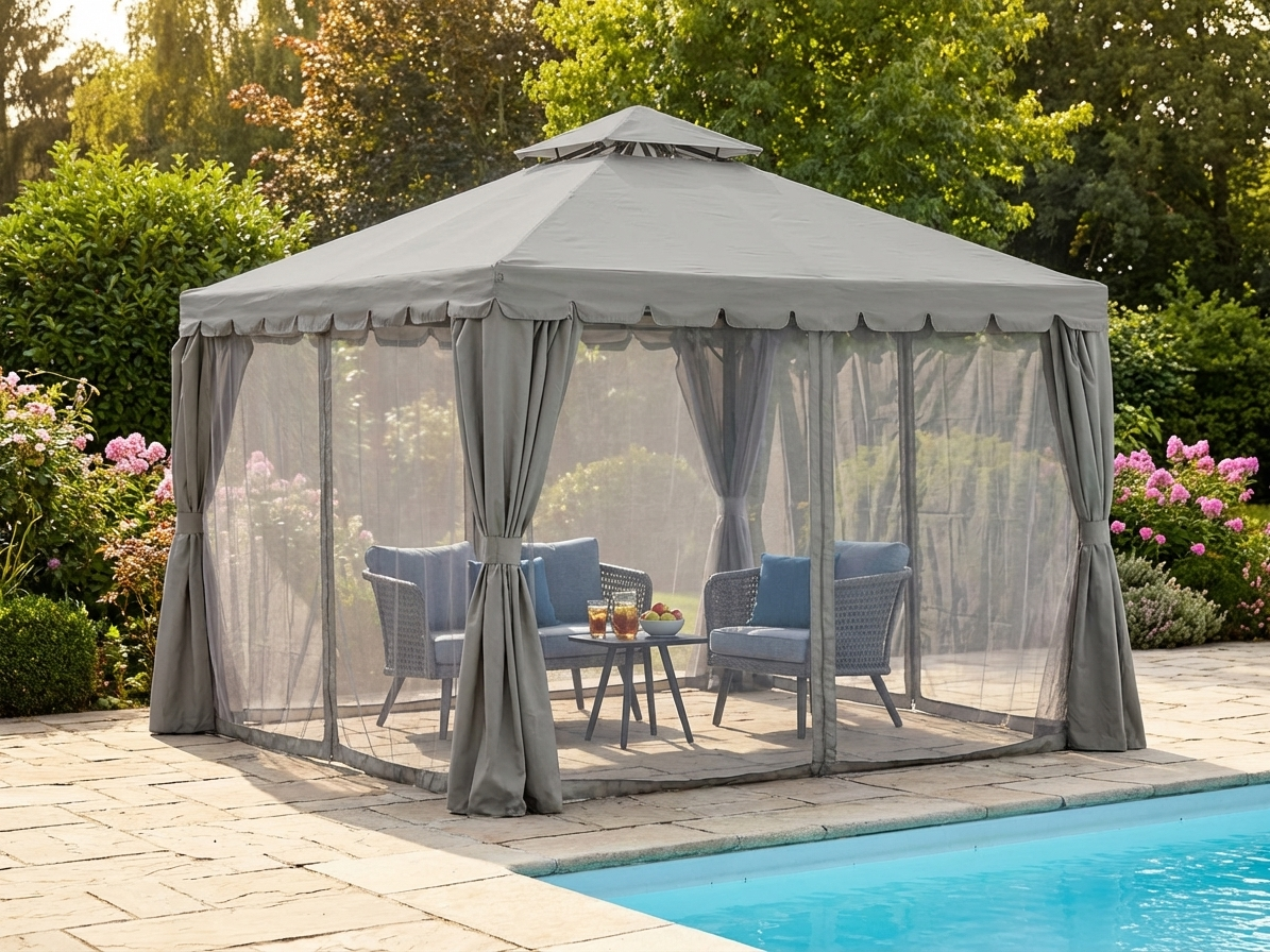 4x4 m grey gazebo, ideal for outdoor events