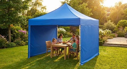 Blue pop-up gazebo with steel frame for outdoor events - view 3