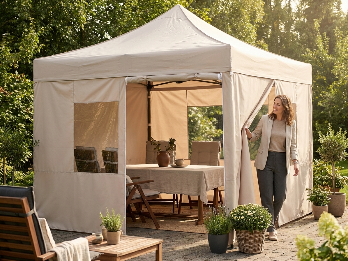 Gazebo sidewall kit in latte, 4x4 m, waterproof polyester - product detail
