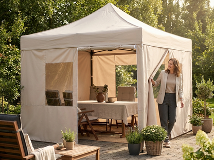 Gazebo sidewall kit in latte, 4x4 m, waterproof polyester - product detail