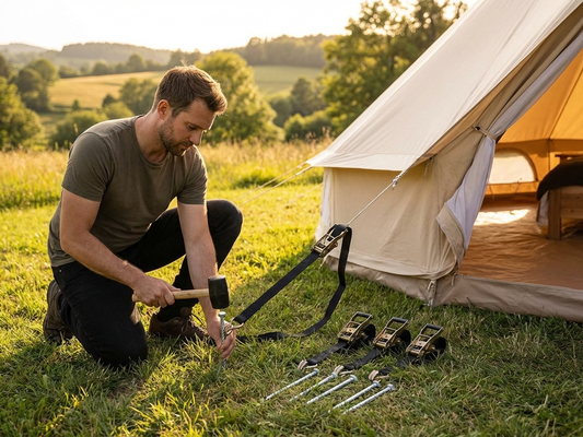 Storm protection set with 60cm pegs and straps for outdoor use