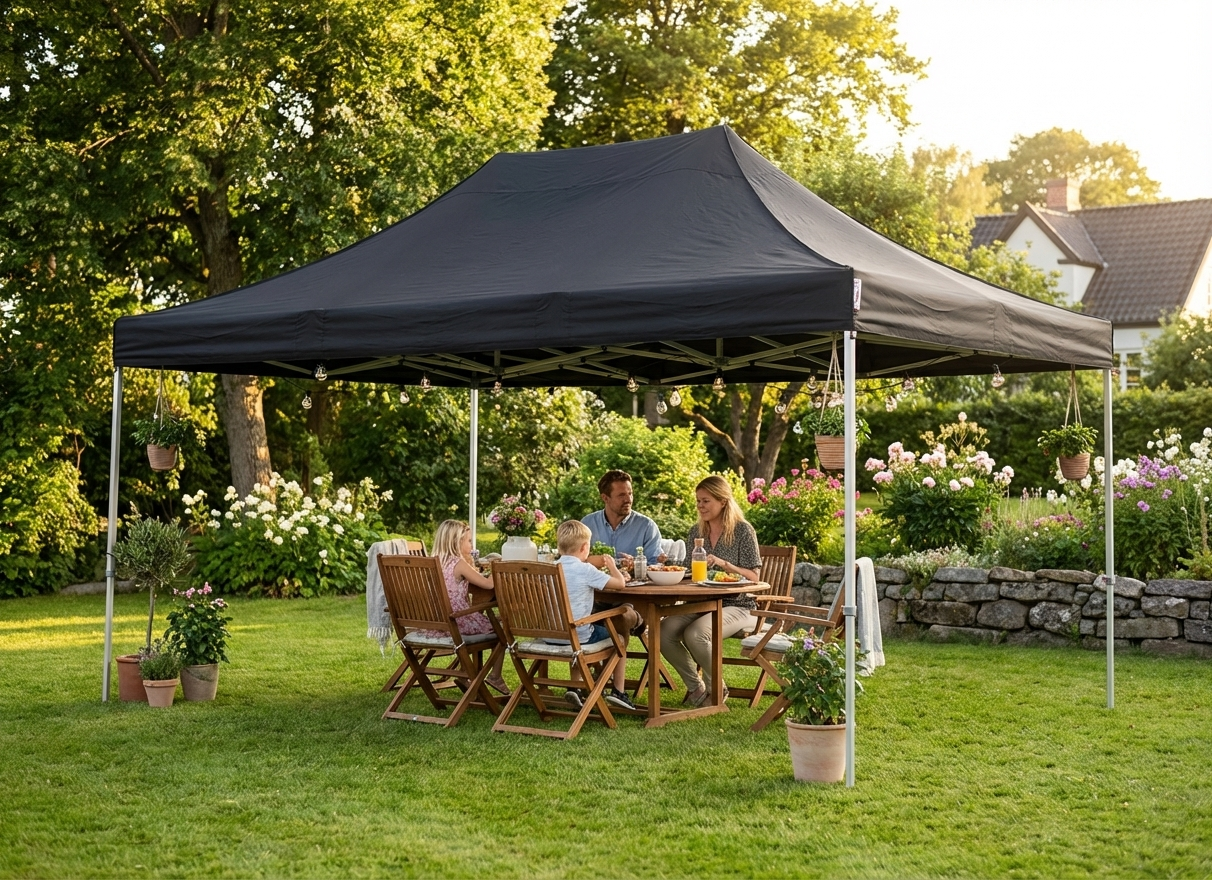 Black pop up gazebo with steel frame for outdoor events - product detail