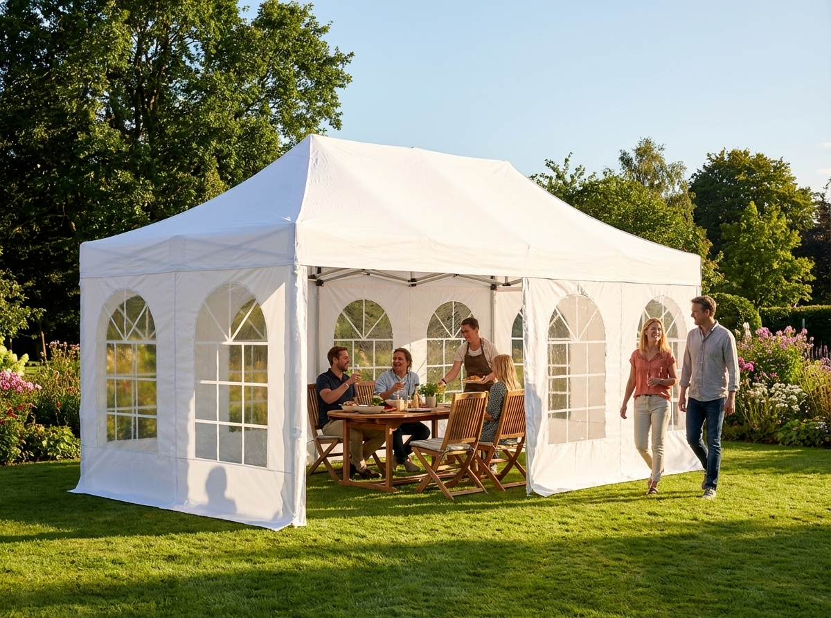 Pop Up Gazebo with Aluminium Frame in White for Outdoor Events - view 3