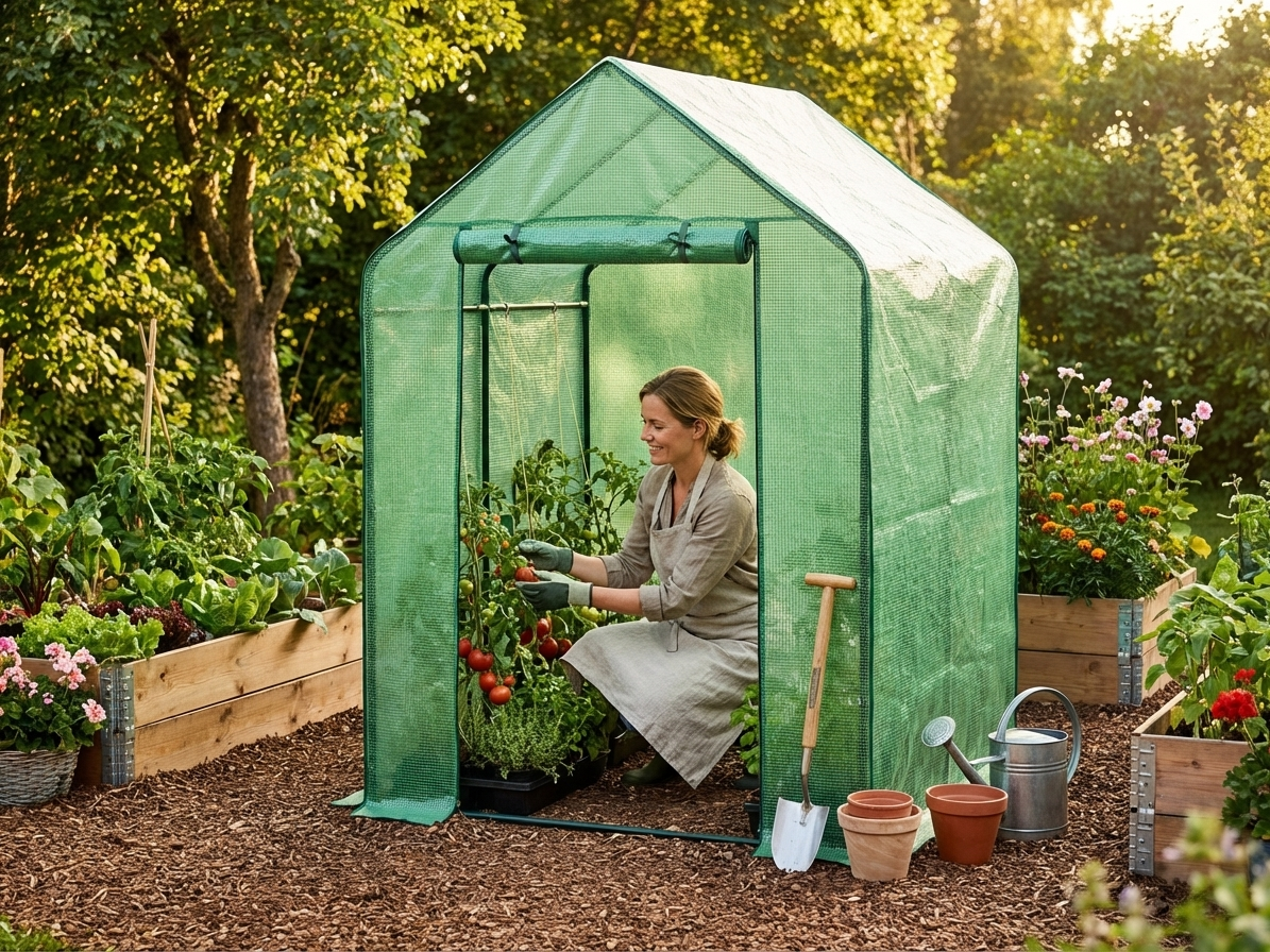 Greenhouse cover for polytunnel 1.4x1.4x1.95 m in green