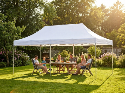 3x6m white pop-up gazebo with steel frame - product detail
