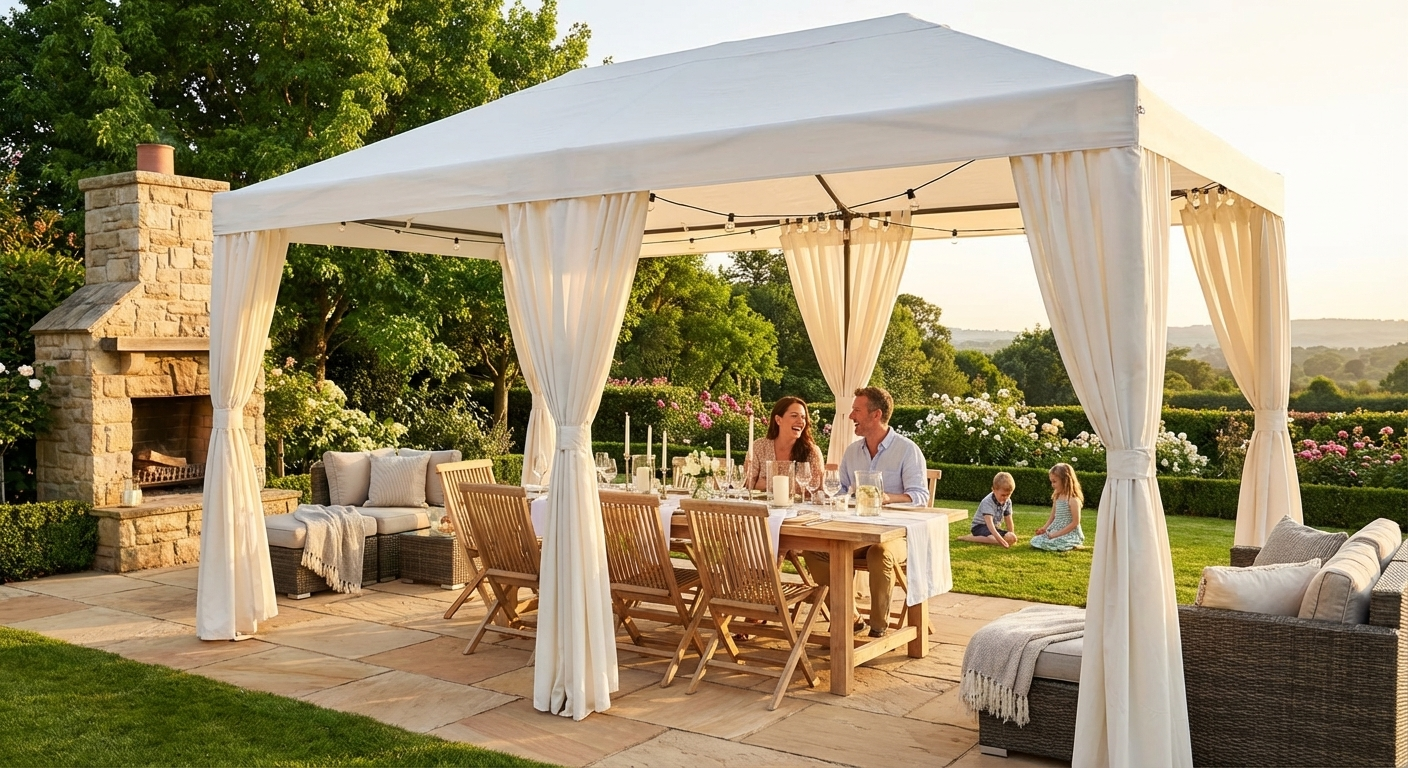 Pop up gazebo 4x6 m white with aluminium frame