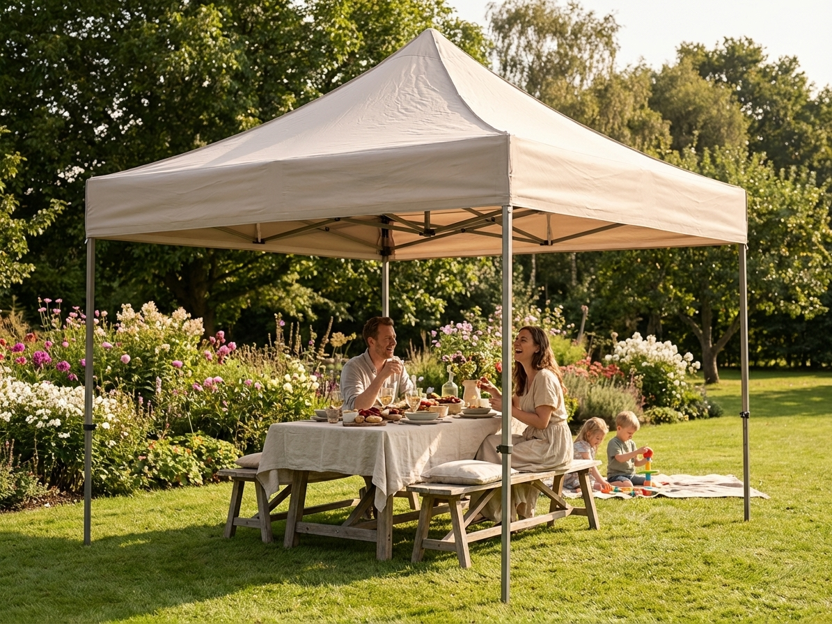 Pop up gazebo with steel frame in latte colour for outdoor use - product detail