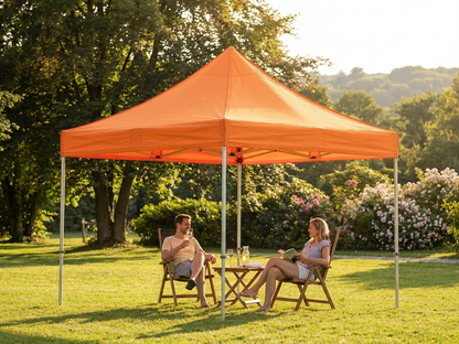 Orange pop-up gazebo with aluminium frame for outdoor events - view 3