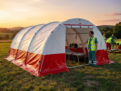 Inflatable medical tent, 5.5x4 m in White/Red, for emergencies