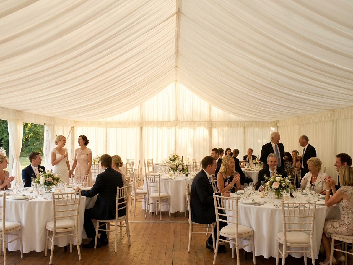 White marquee lining and leg curtain pack for 6x10 m marquee - view 3
