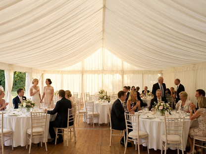 White marquee lining and leg curtain pack for 6x10 m marquee - view 3