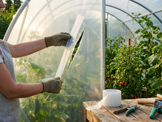 Transparent repair tape for greenhouses, 10 metres, polyethylene film