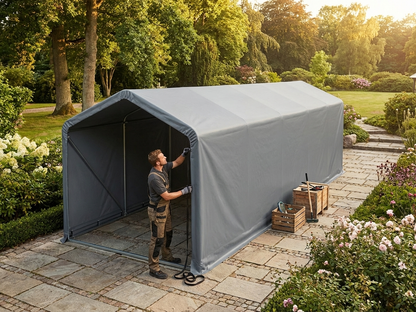 PVC Roof Cover for 3x8 m Storage Shelter in Grey