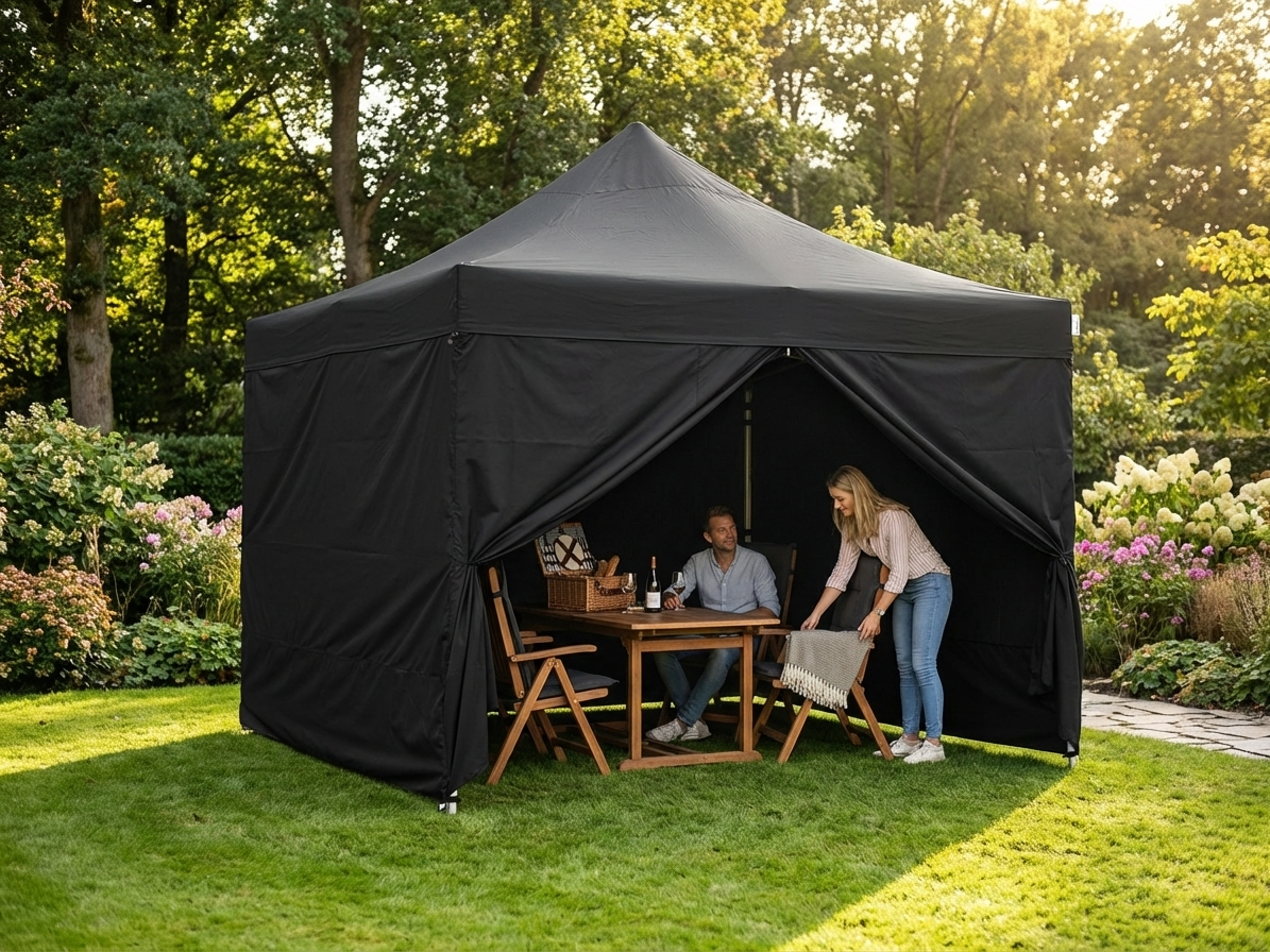 Black pop-up gazebo with aluminium frame 4x4m for outdoor events