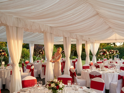 White marquee lining and leg curtain pack for 4x10m marquee - view 3