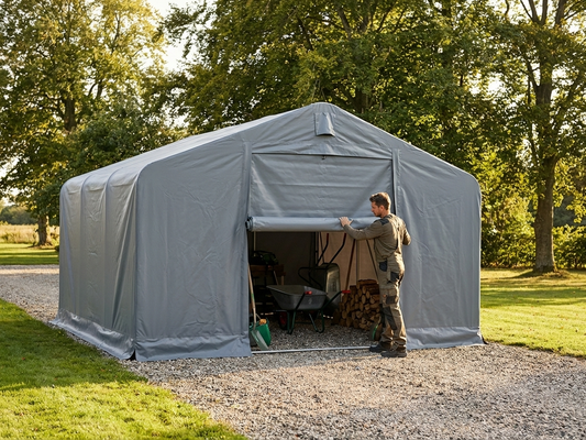 Grey PVC storage shelter end wall for industrial use - product detail
