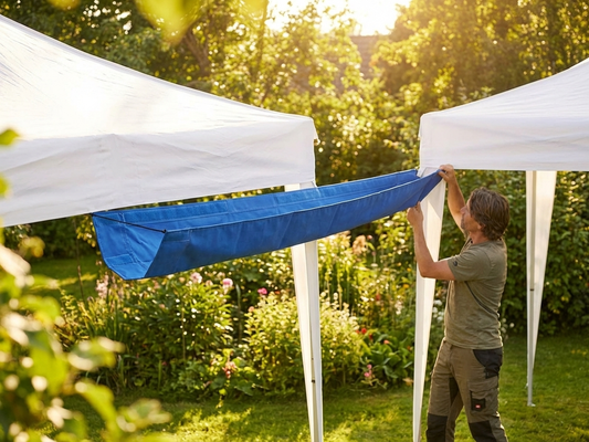 Blue Raingutter for FleXtents, 6 metres, waterproof and UV-resistant