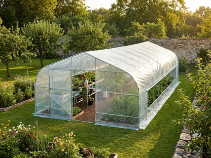 Transparent polytunnel greenhouse for outdoor use - view 3