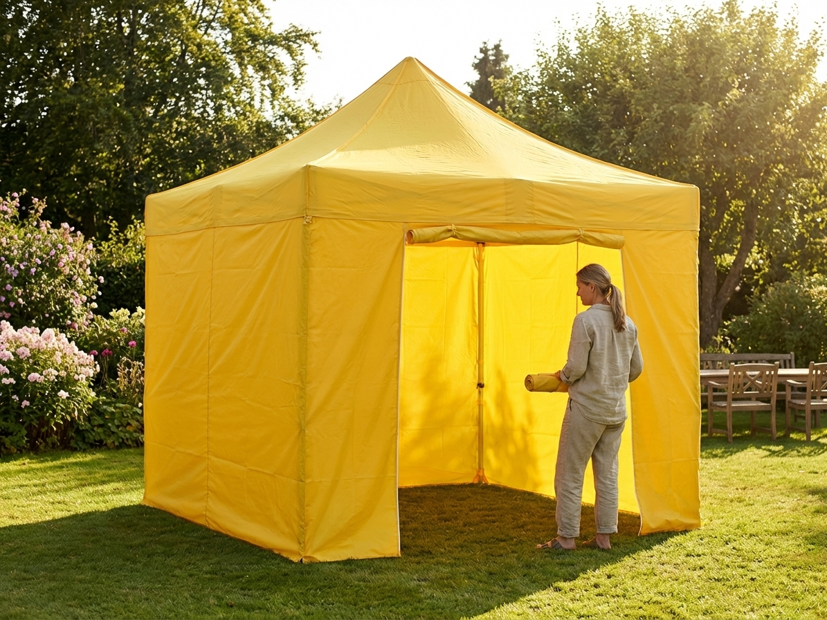 Yellow pop-up gazebo with aluminium frame for outdoor use - product detail