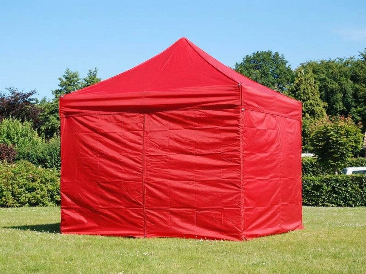 Red pop-up gazebo 3x3m with steel frame for outdoor events