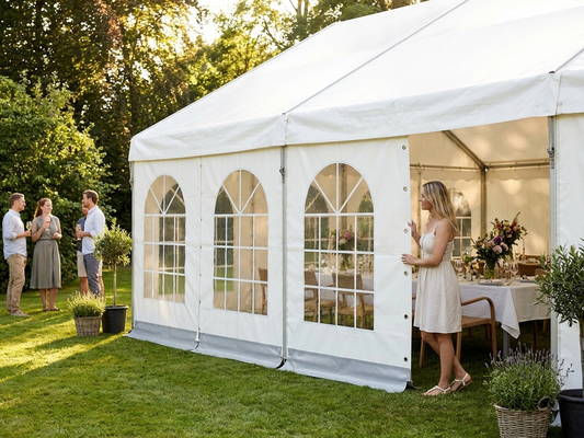 Sidewall with window for marquee, 8m White/Grey - product detail