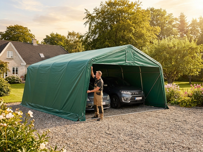 Green PVC roof cover for double garage, fire safety certified - view 3