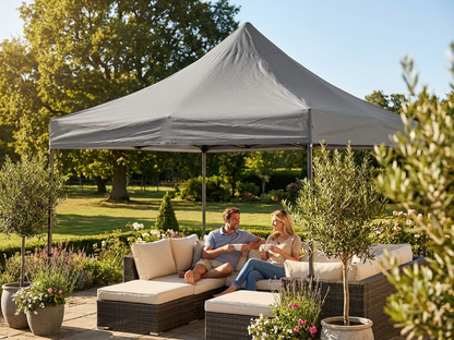 Grey gazebo roof cover 3x3m, polyester PVC, outdoor use - view 3