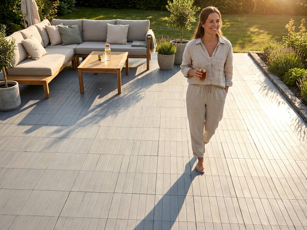 Grey plastic flooring made from high quality polyethylene - view 3