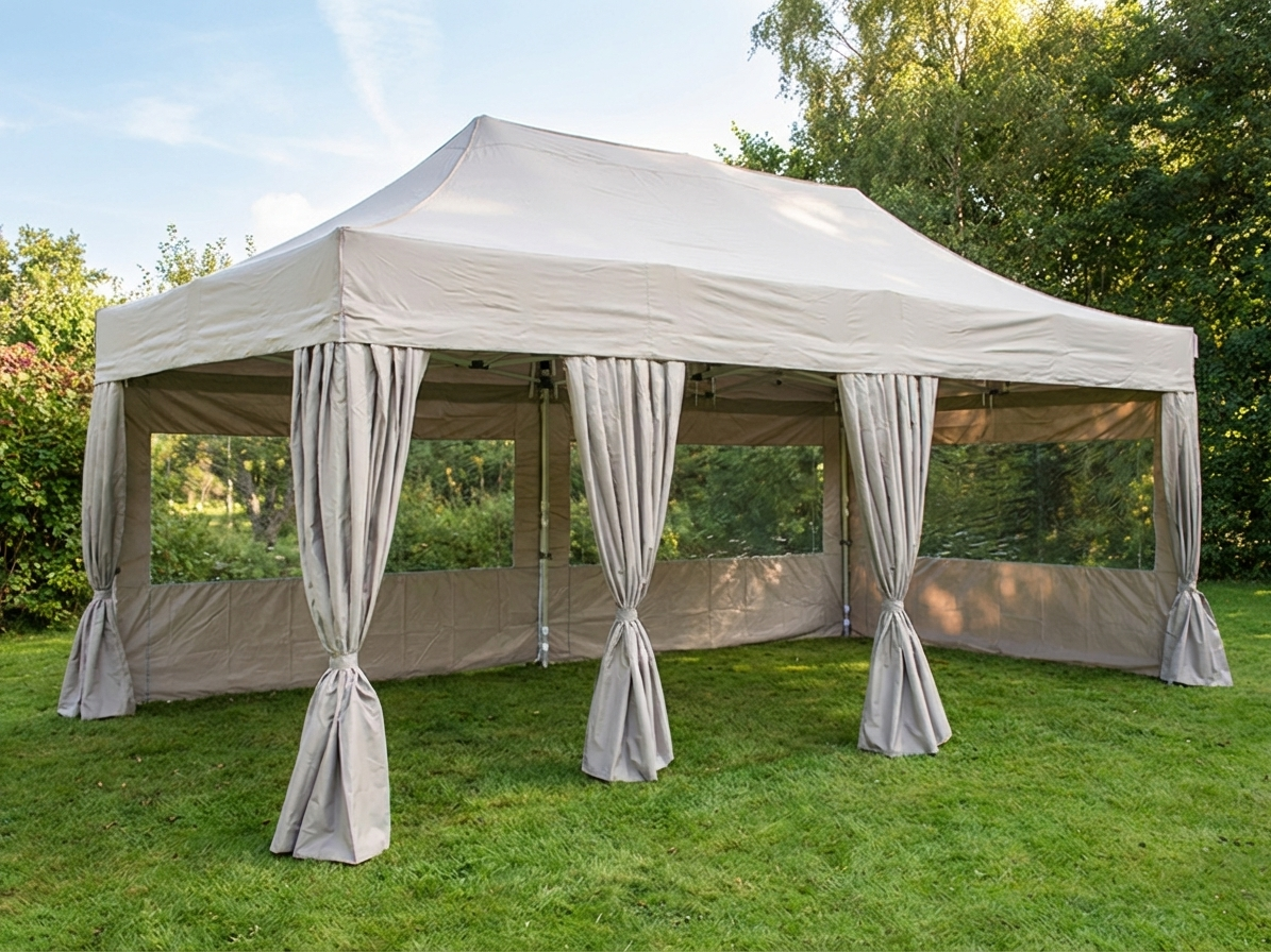 Pop up gazebo 3x6 m Latte with steel frame and sidewalls - product detail