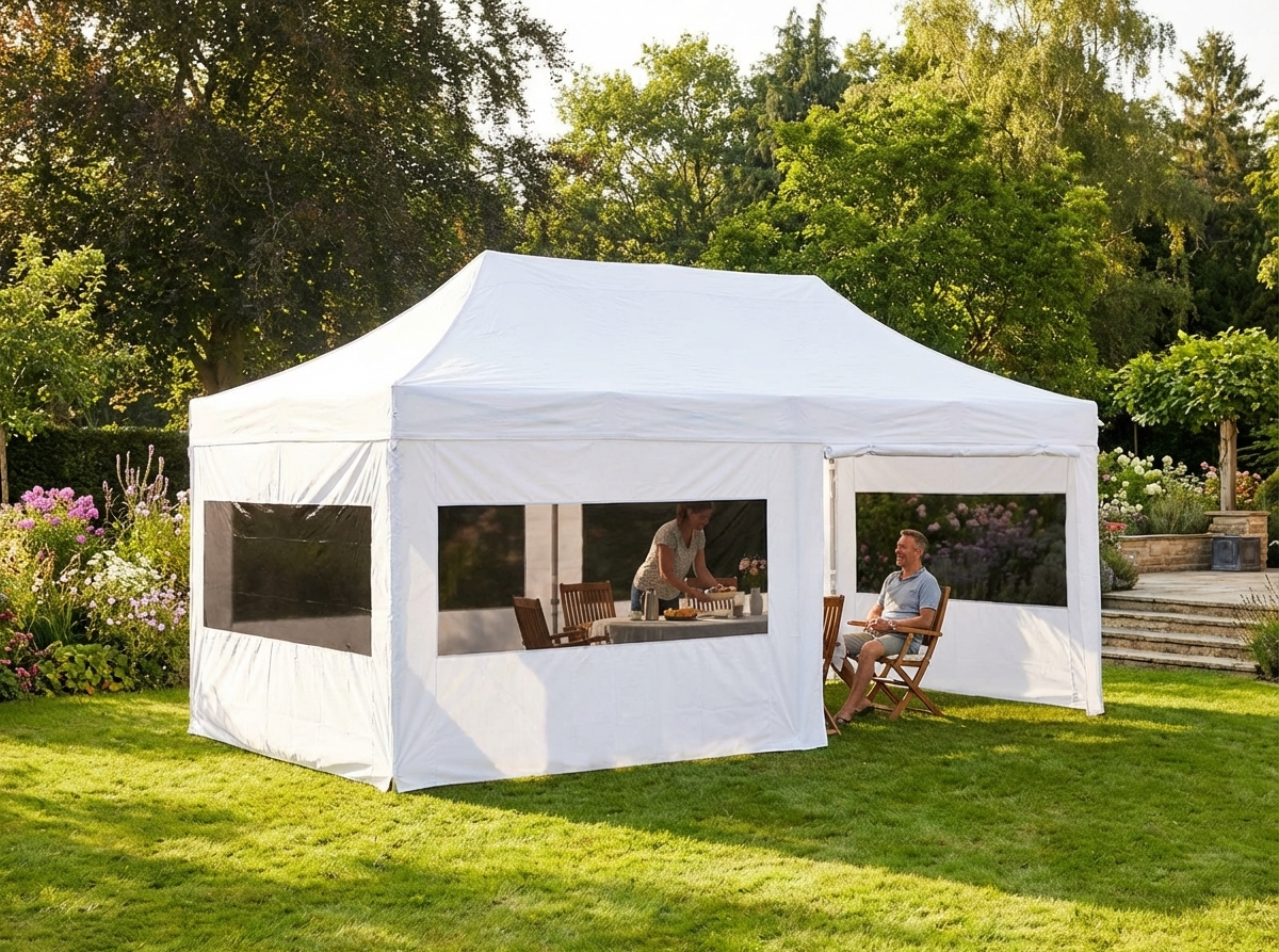 Pop Up Gazebo 3x6 m White with Steel Frame for Outdoor Events - view 3