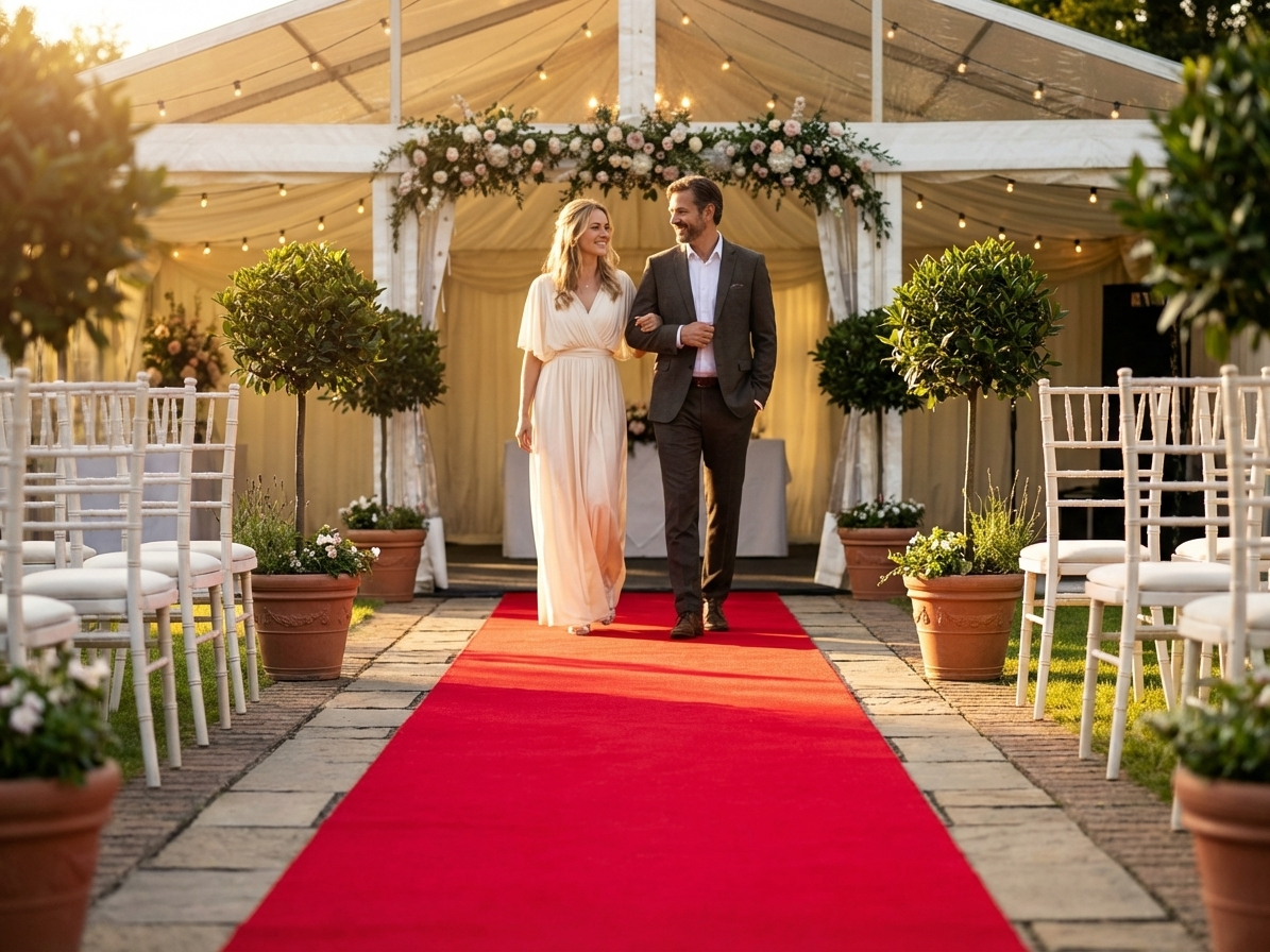 Red carpet 2x12 metres polyester for events - product detail