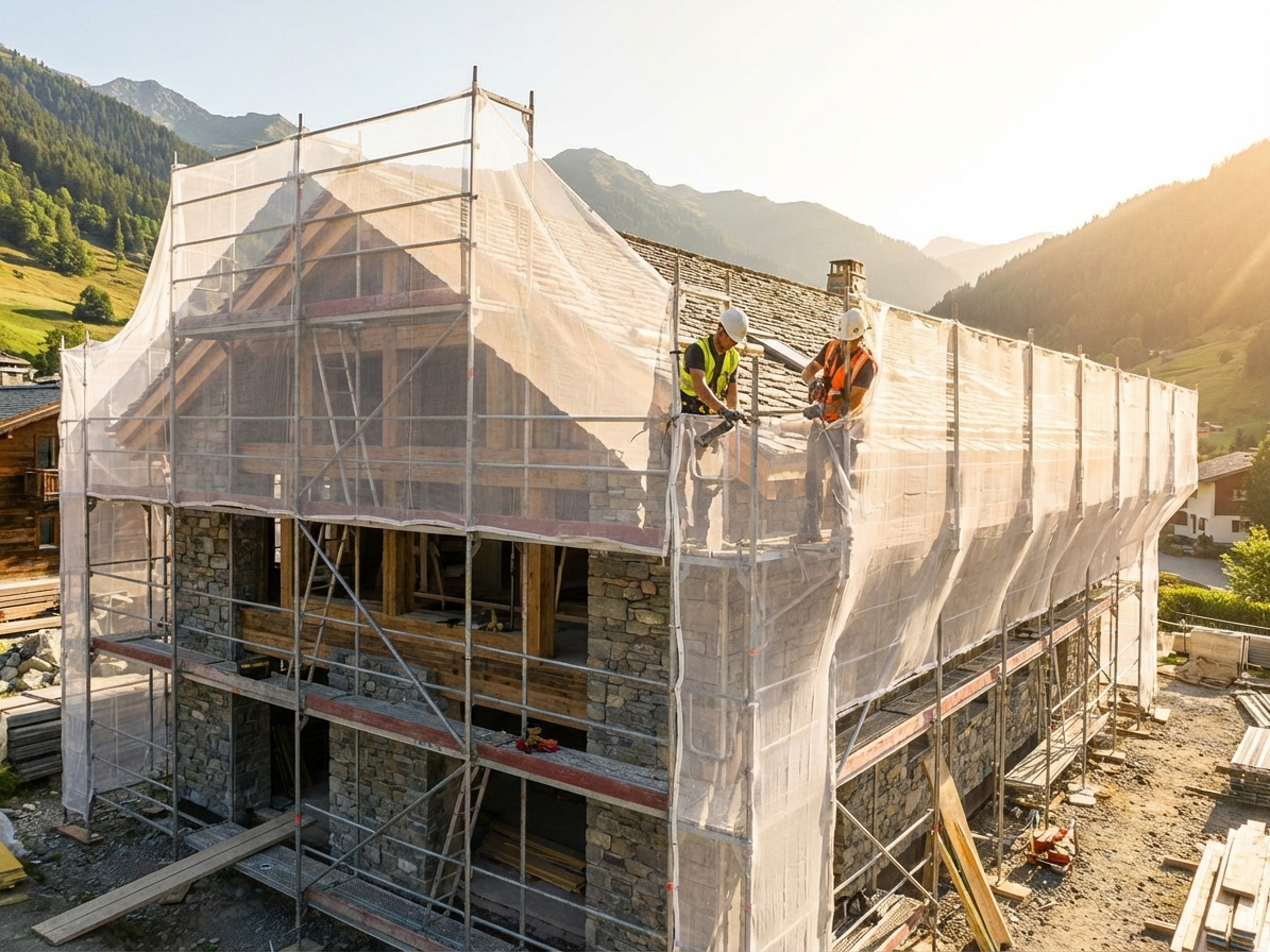 White scaffold net 3.07x100 m for industrial use - view 3