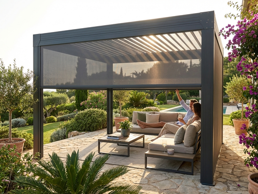 Dark grey pergola sidewall for outdoor use - product detail