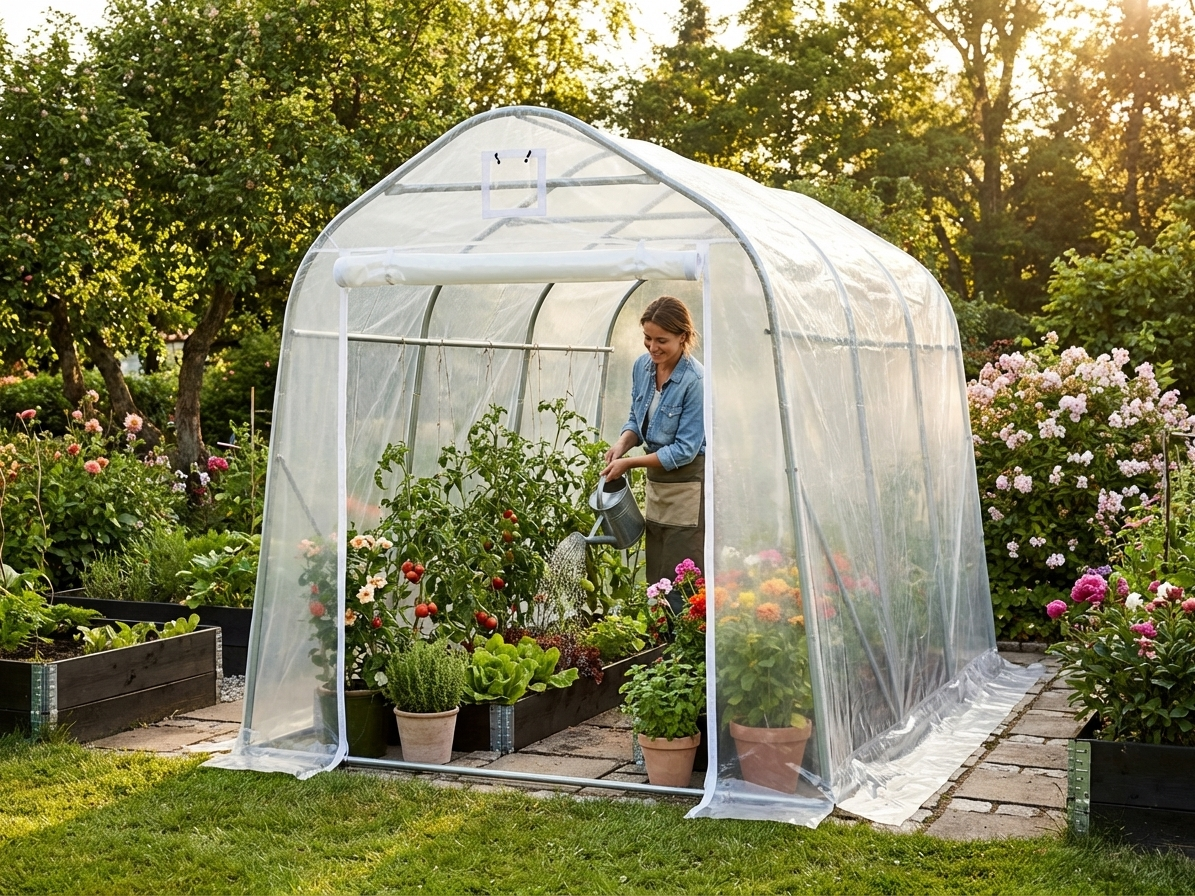 Polytunnel greenhouse made of transparent PE and galvanised steel - view 3