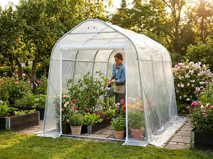 Polytunnel greenhouse made of transparent PE and galvanised steel - view 3