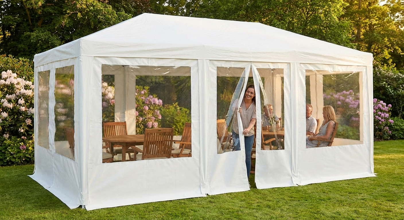 PVC sidewall kit for gazebo 4x6m white - product detail