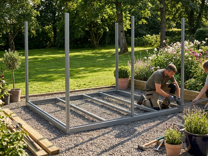 Steel garden shed floor frame in silver - product detail