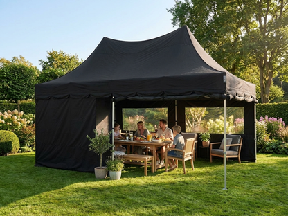Black pop up gazebo with aluminium frame for outdoor use
