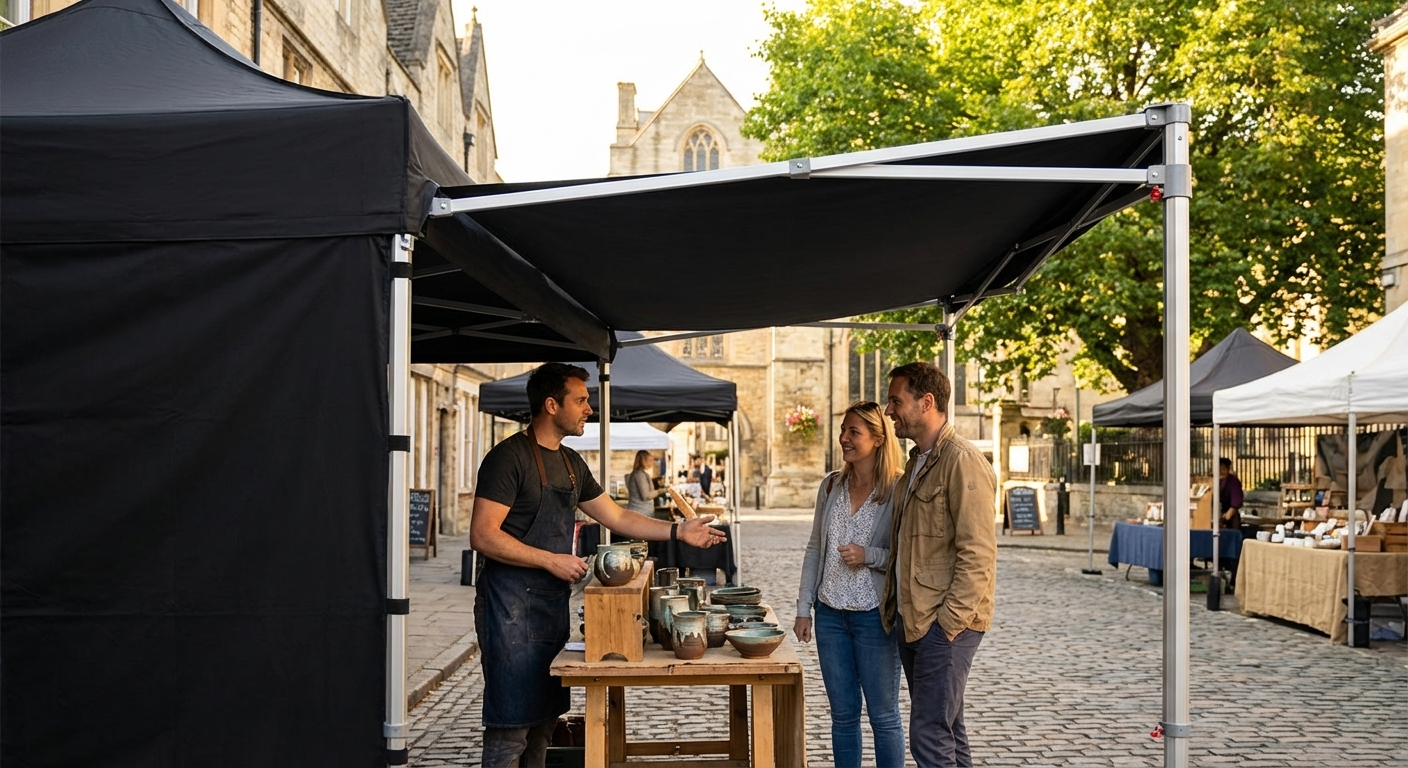 Black gazebo overhang for outdoor events - product detail